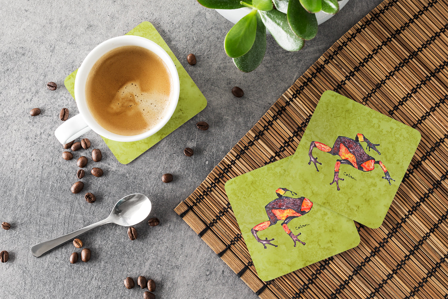 Set of 4 Frog  Foam Coasters - the-store.com