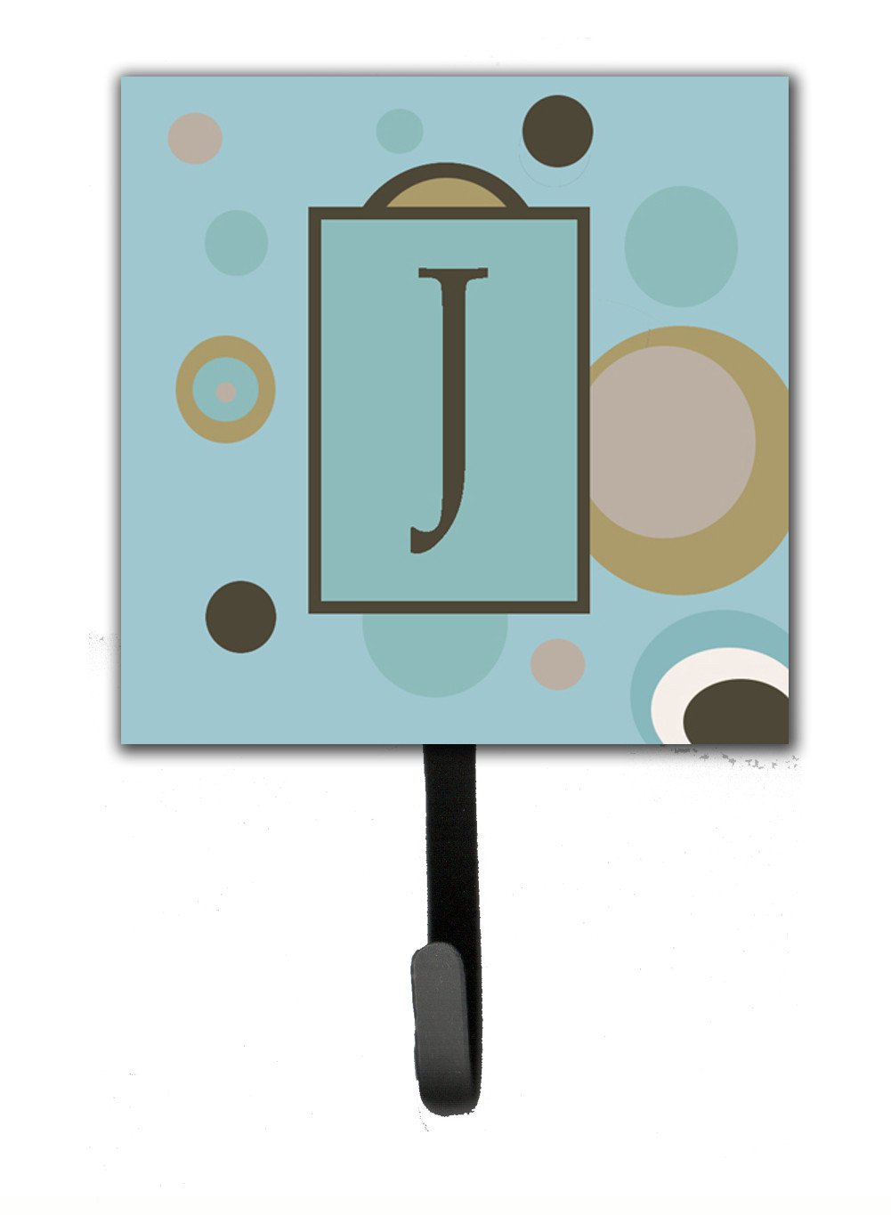 Letter J Initial Monogram - Blue Dots Leash Holder or Key Hook by Caroline's Treasures