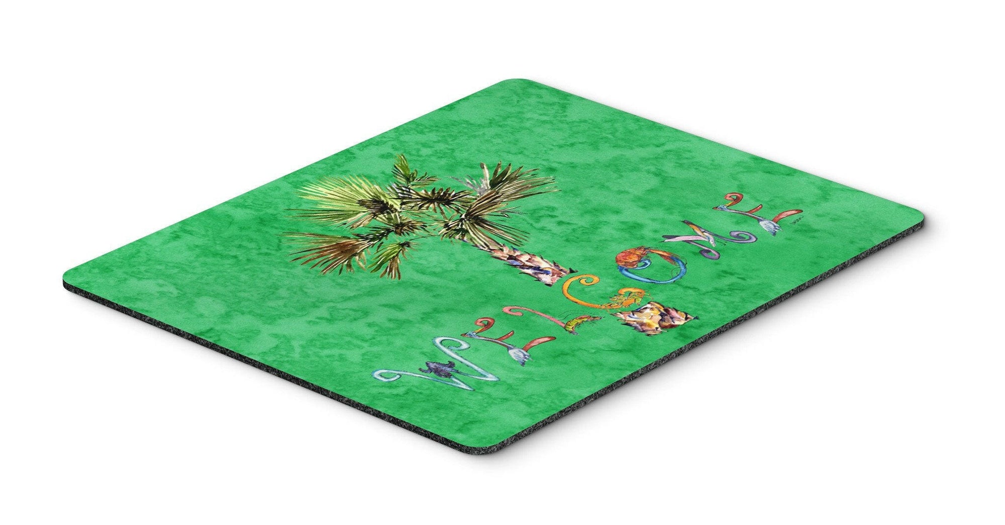 Welcome Palm Tree on Green Mouse Pad, Hot Pad or Trivet 8710MP by Caroline's Treasures