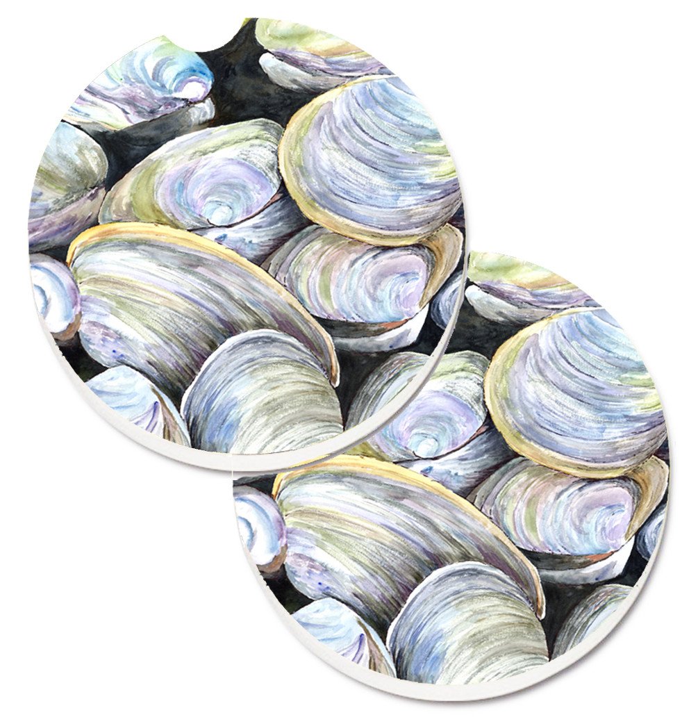 Clam Quahog Set of 2 Cup Holder Car Coasters 8714CARC by Caroline's Treasures