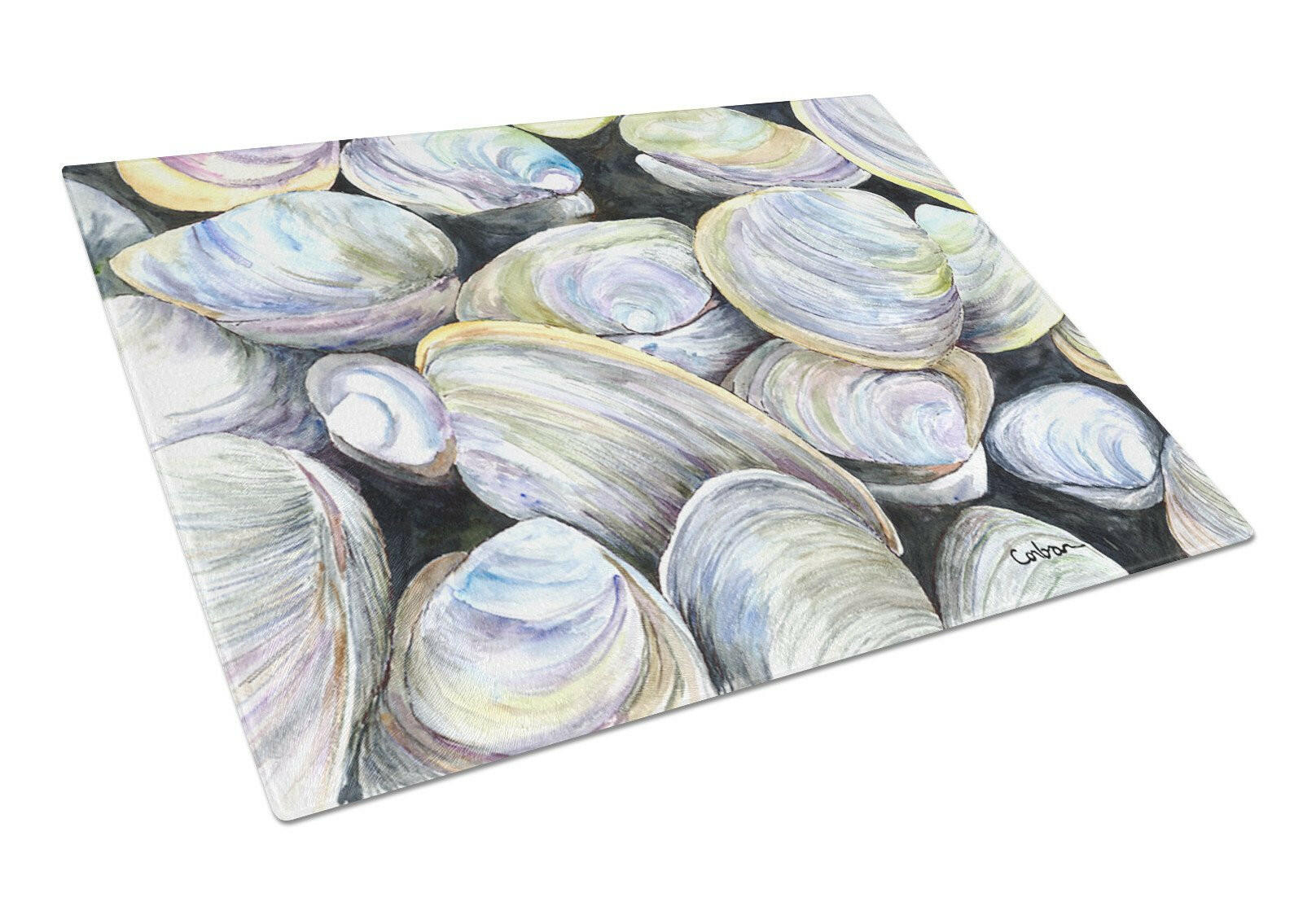 Clam Quahog  Glass Cutting Board Large by Caroline's Treasures