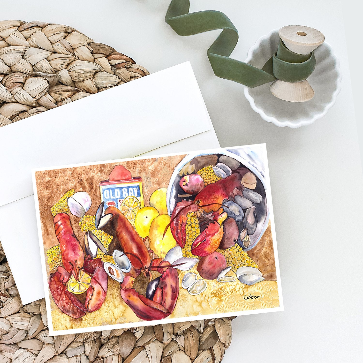 Buy this Lobster Lobster Bake with Old Bay Seasonings Greeting Cards and Envelopes Pack of 8