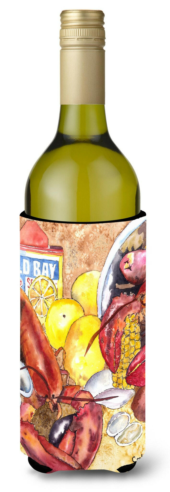 Lobster  Lobster Bake with Old Bay Seasonings Wine Bottle Beverage Insulator Beverage Insulator Hugger by Caroline's Treasures