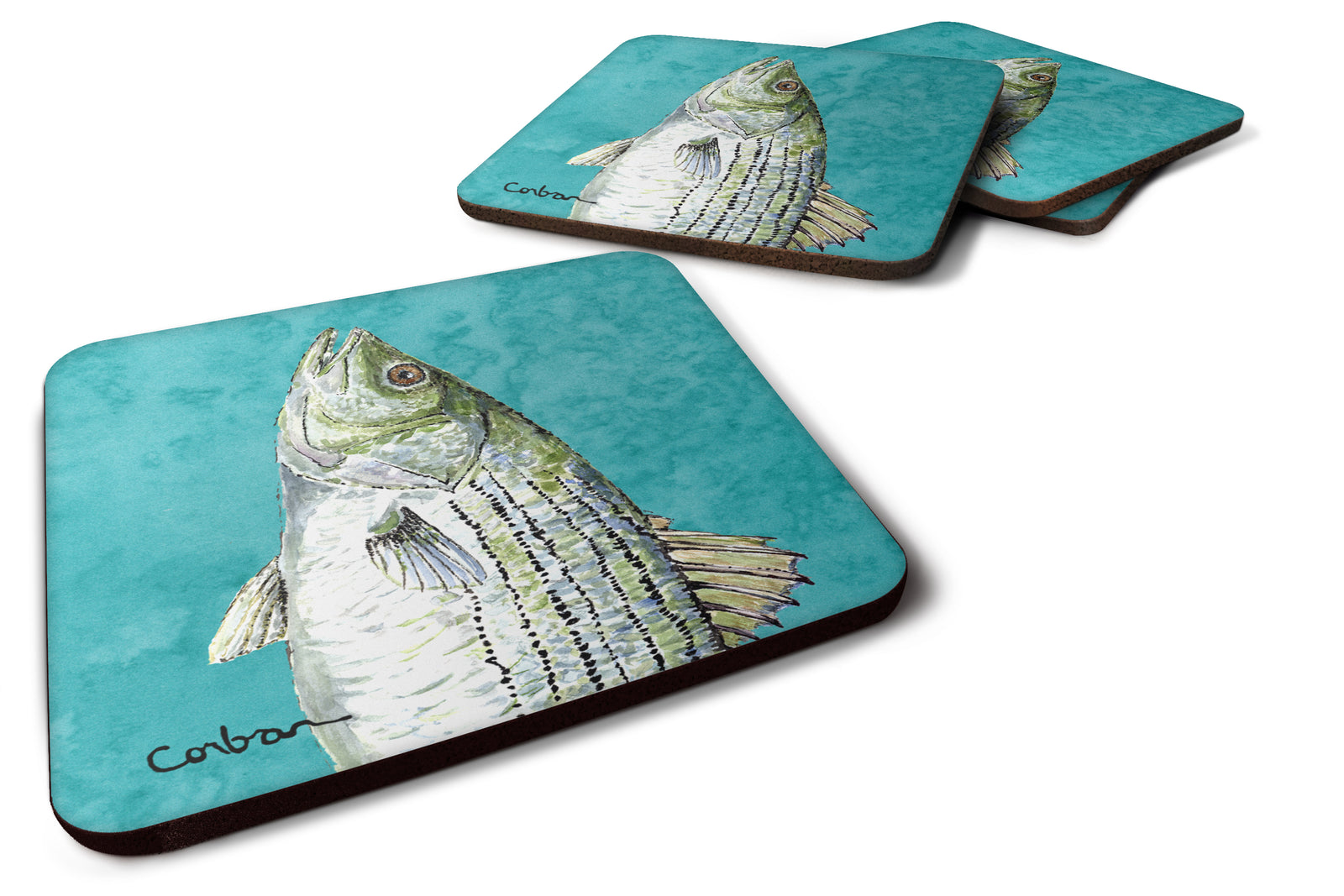 Set of 4 Striped Bass Foam Coasters - the-store.com