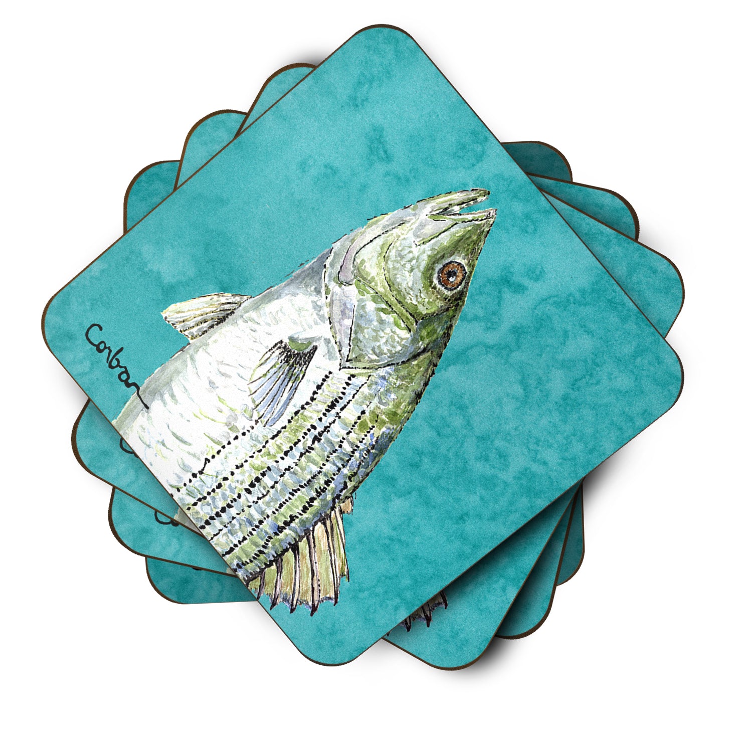 Set of 4 Striped Bass Foam Coasters - the-store.com