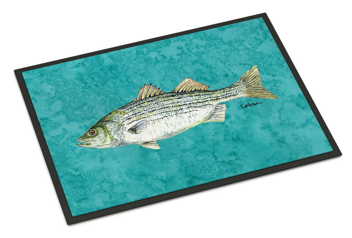 Fish Striped Bass Indoor or Outdoor Mat 18x27 Doormat - the-store.com