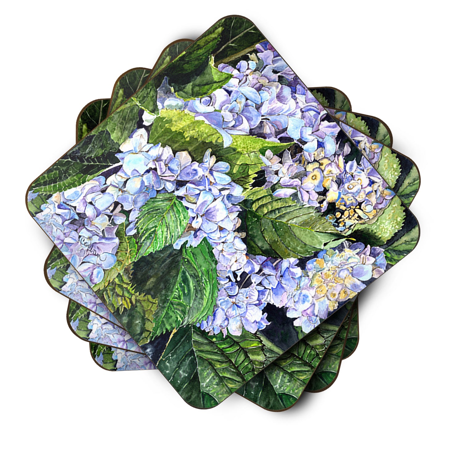 Set of 4 Hydrangea  Foam Coasters - the-store.com