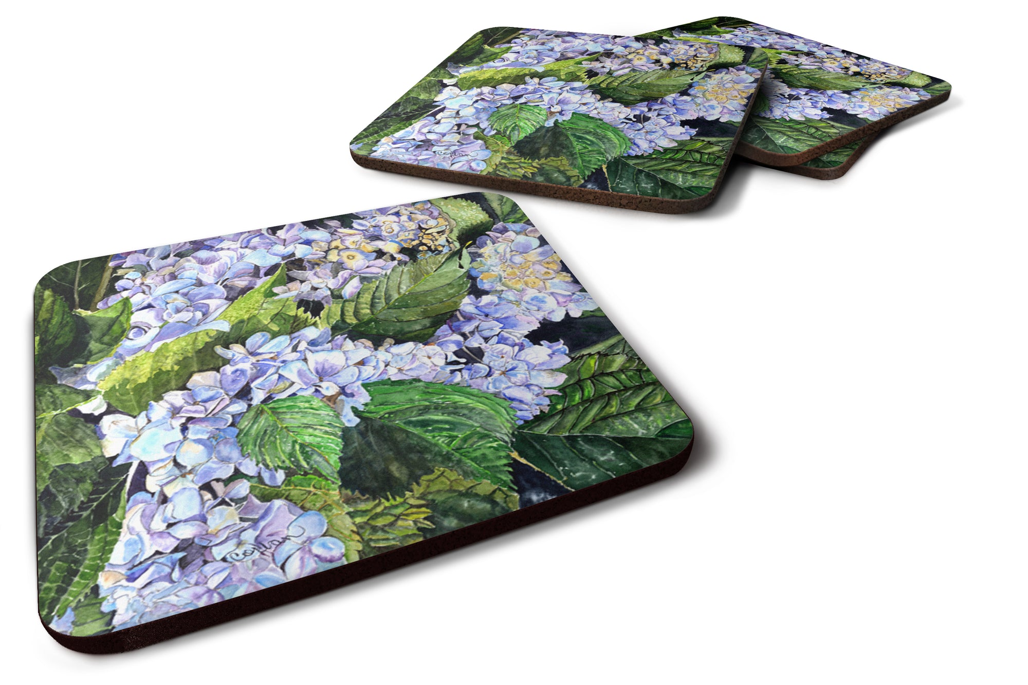 Set of 4 Hydrangea  Foam Coasters - the-store.com