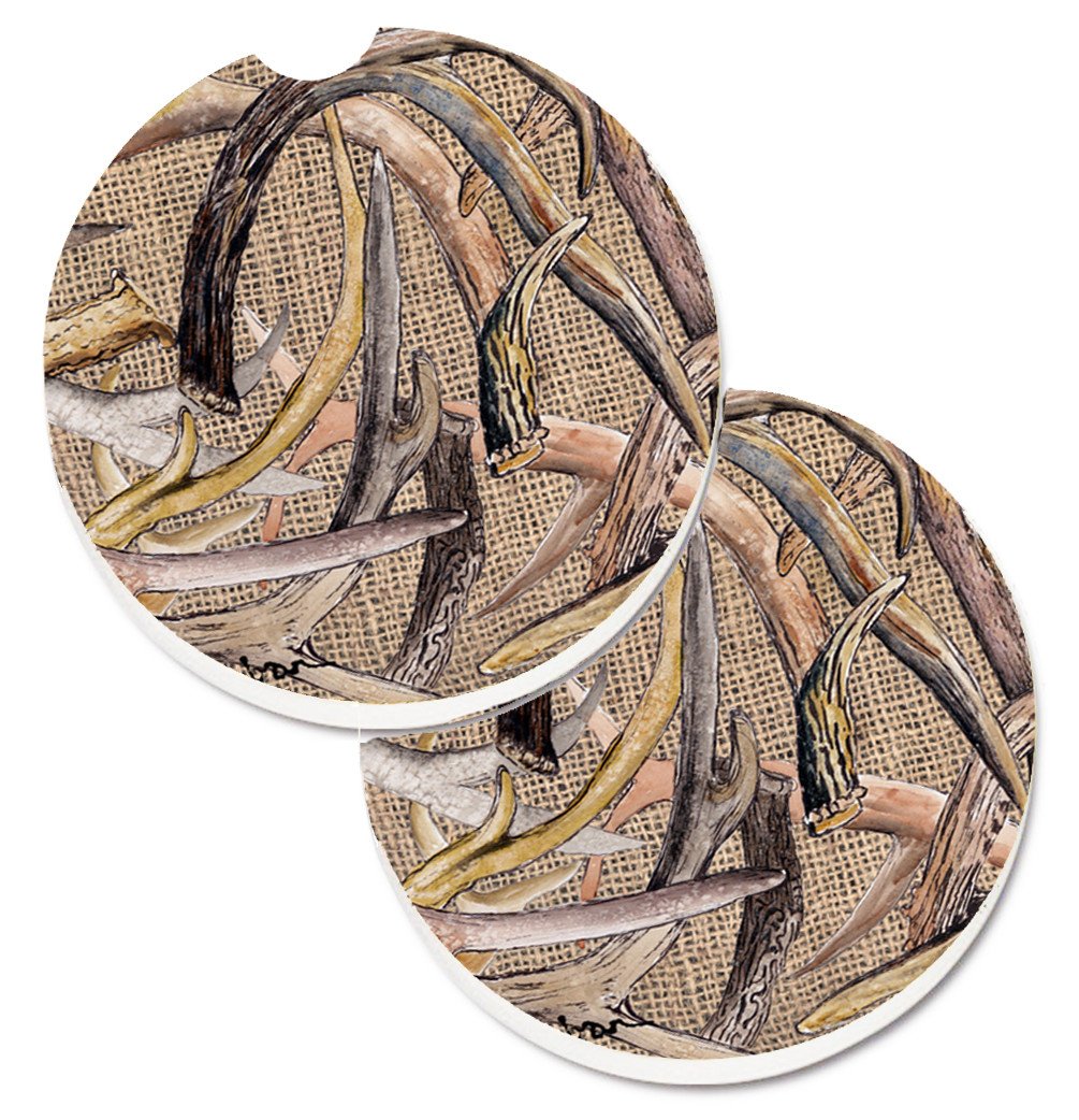 Deer Horns Set of 2 Cup Holder Car Coasters 8732CARC by Caroline's Treasures