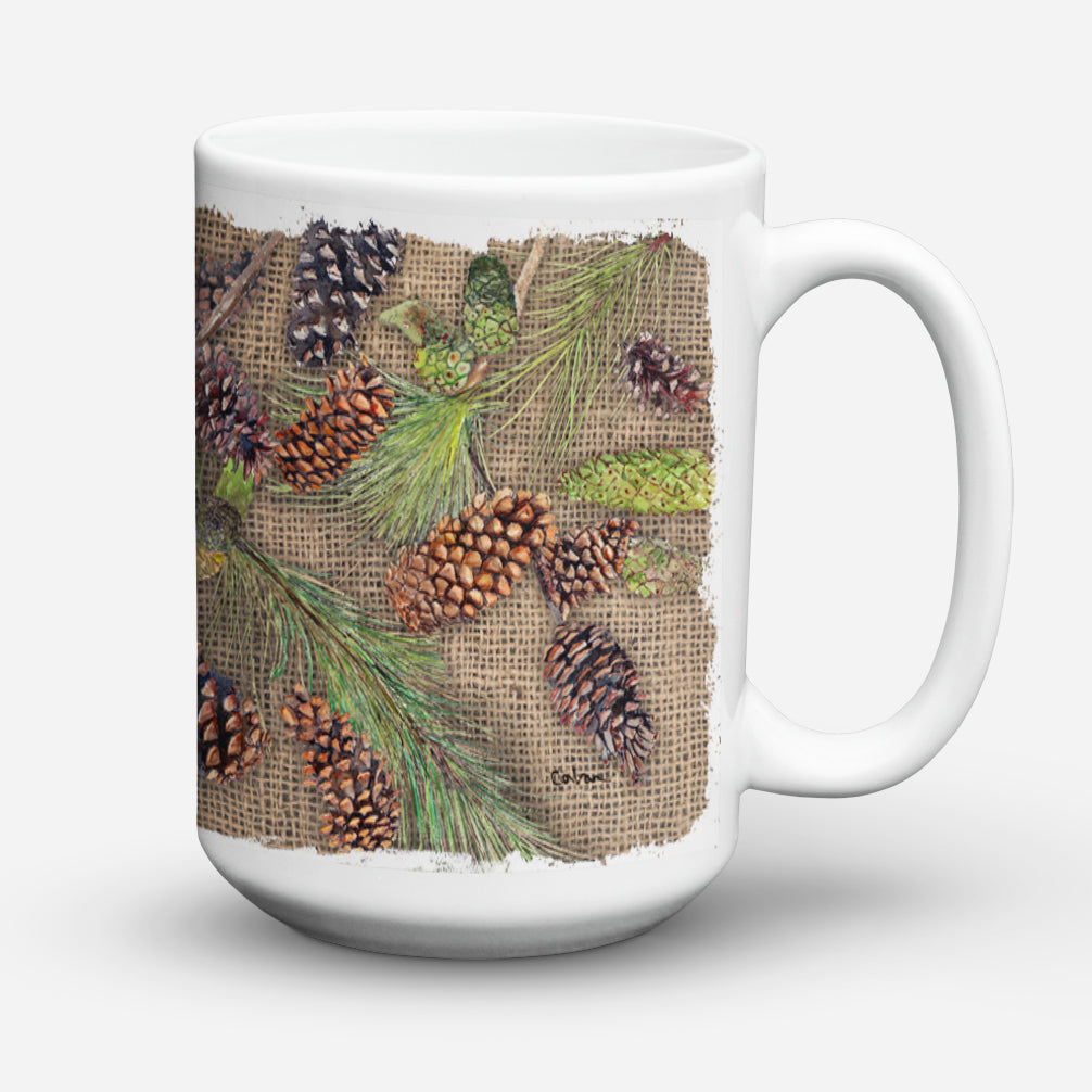 Pine Cones Dishwasher Safe Microwavable Ceramic Coffee Mug 15 ounce 8735CM15  the-store.com.