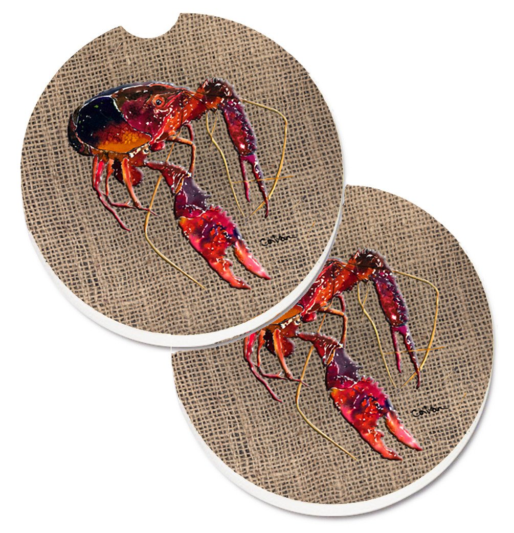 Crawfish Set of 2 Cup Holder Car Coasters 8739CARC by Caroline's Treasures