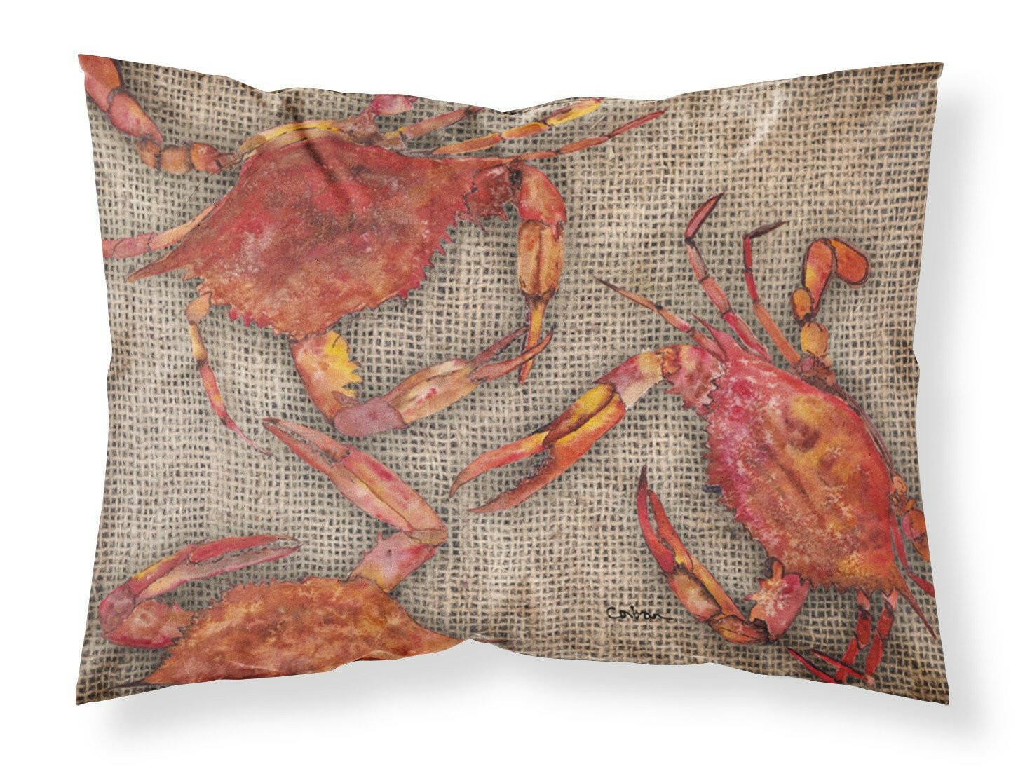 Cooked Crabs on Faux Burlap Moisture wicking Fabric standard pillowcase by Caroline's Treasures