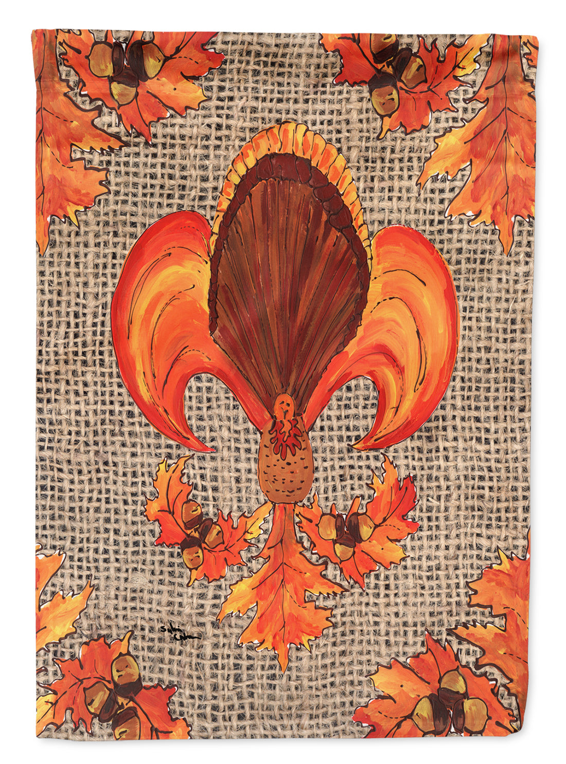 Thanksgiving Turkey Fleur de lis Flag Canvas House Size  the-store.com.