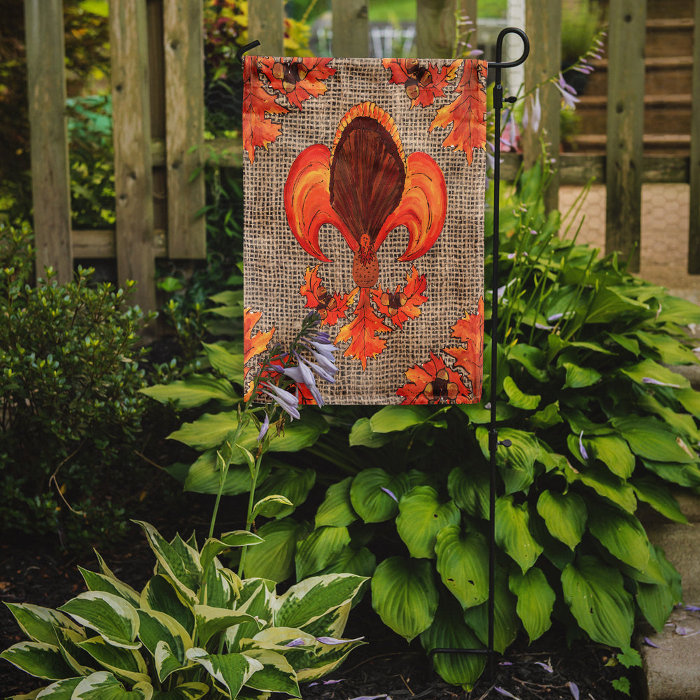 Thanksgiving Turkey Fleur de lis Flag Garden Size.