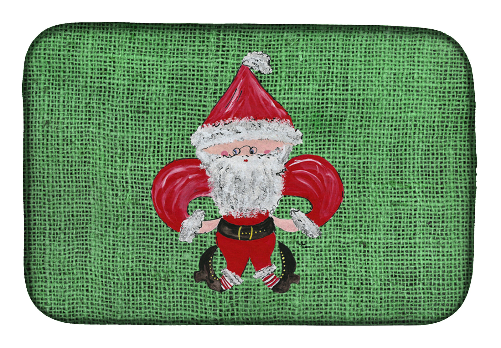 Christmas Santa Fleur de lis Dish Drying Mat 8746DDM  the-store.com.