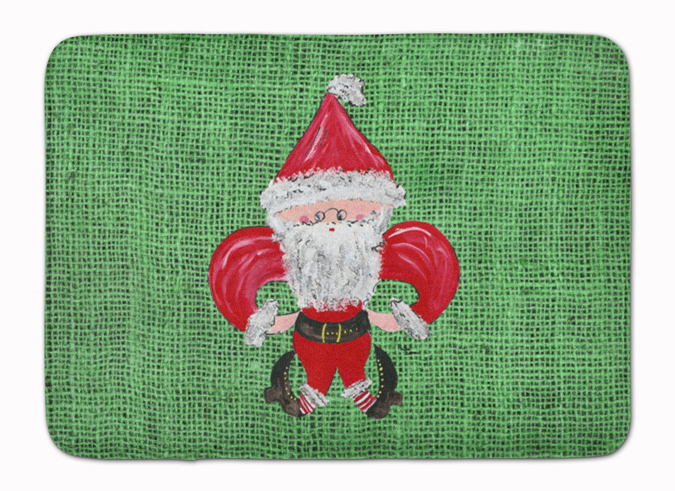 Christmas Santa Fleur de lis Machine Washable Memory Foam Mat 8746RUG - the-store.com