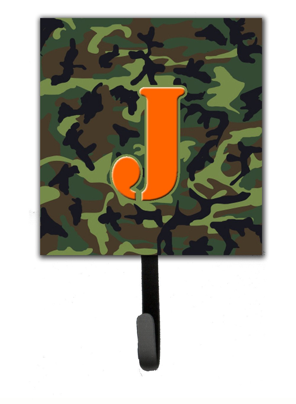 Letter J Initial Monogram - Camo Green Leash Holder or Key Hook by Caroline's Treasures