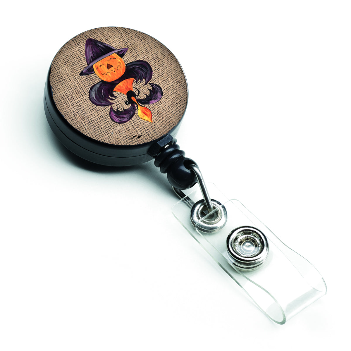 Halloween Pumpkin Bat Fleur de lis Retractable Badge Reel 8748BR  the-store.com.