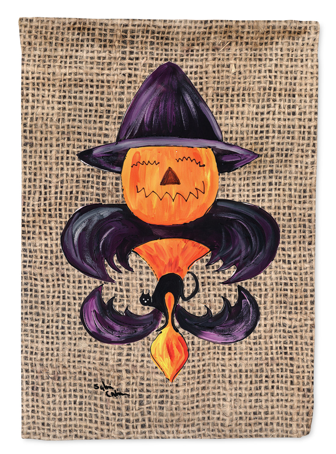 Halloween Pumpkin Bat Fleur de lis Flag Garden Size.