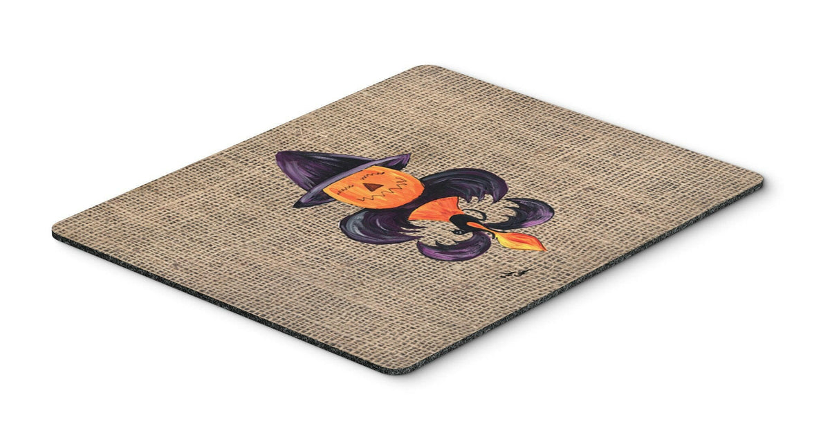 Halloween Pumpkin Bat Fleur de lis Mouse pad, hot pad, or trivet by Caroline&#39;s Treasures