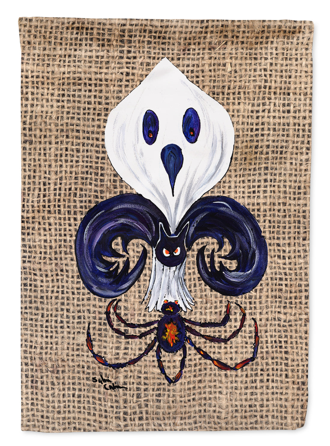 Halloween Ghost Spider Bat Fleur de lis Flag Garden Size.