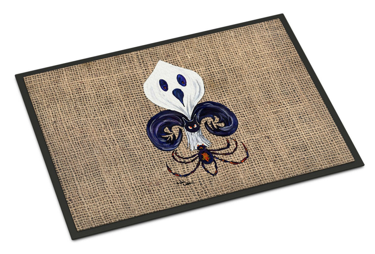 Halloween Ghost Spider Bat Fleur de lis Indoor or Outdoor Mat 24x36 Doormat - the-store.com