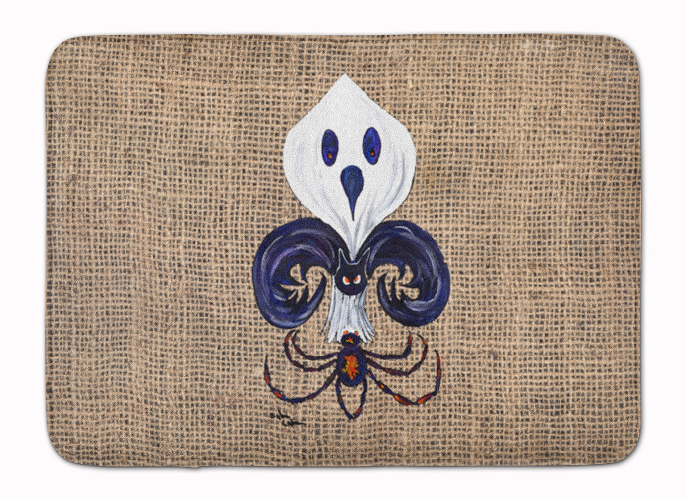 Halloween Ghost Spider Bat Fleur de lis Machine Washable Memory Foam Mat 8749RUG - the-store.com