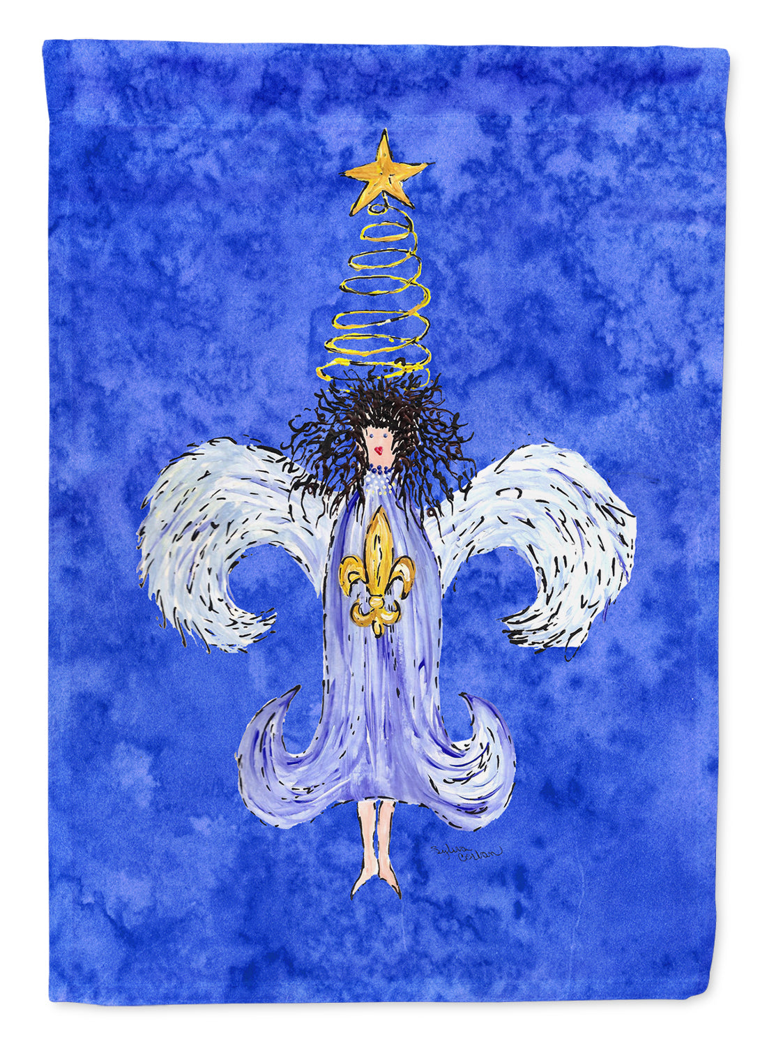 Christmas Angel Fleur de lis Flag Garden Size.