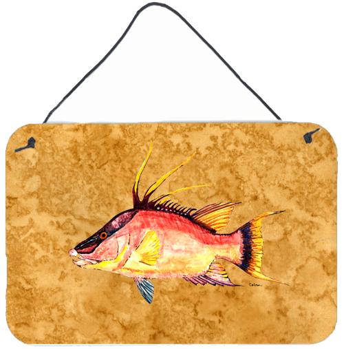 Hog Snapper on Gold Wall or Door Hanging Prints 8751DS812 by Caroline's Treasures