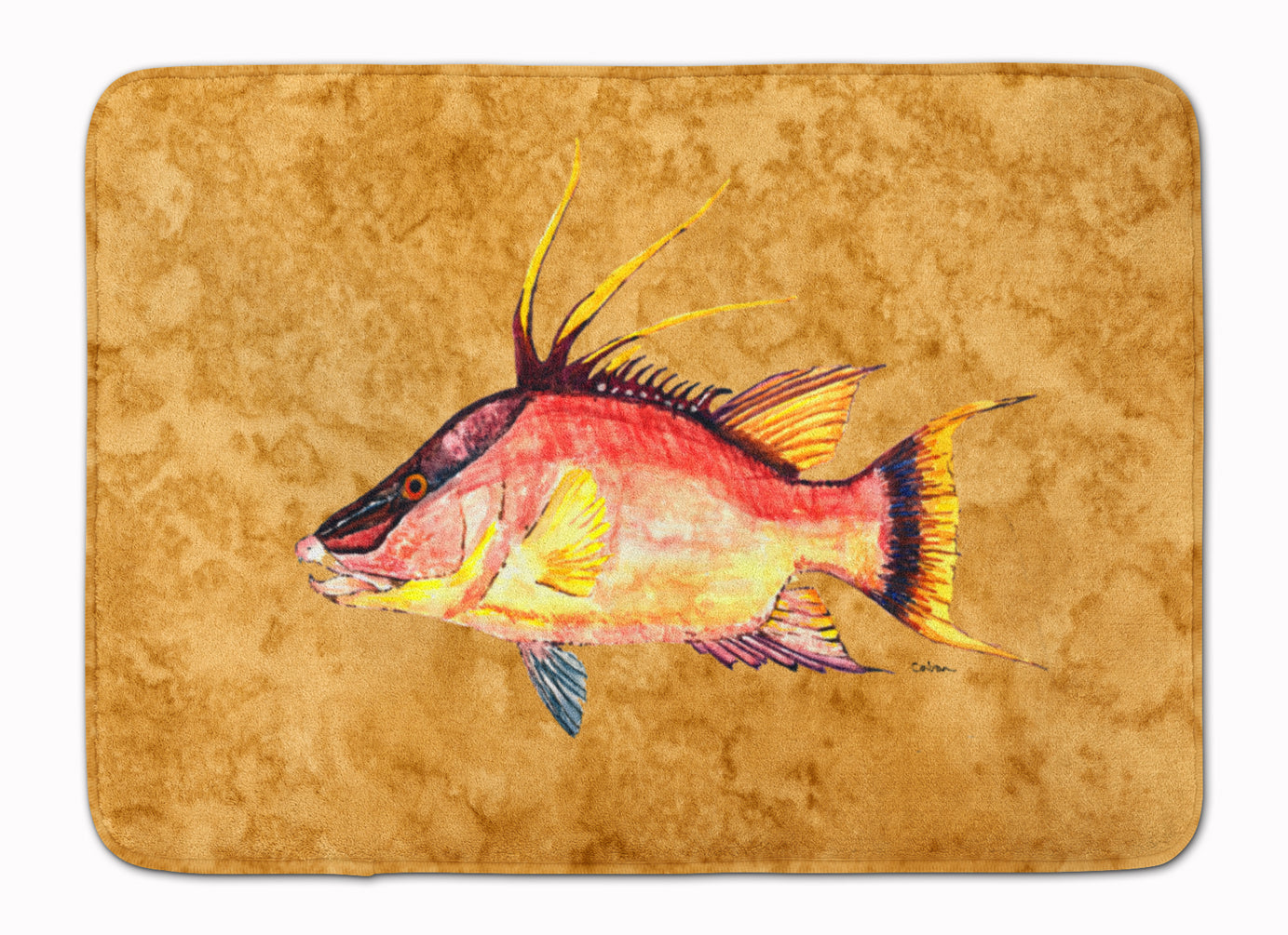 Hog Snapper on Gold Machine Washable Memory Foam Mat 8751RUG - the-store.com