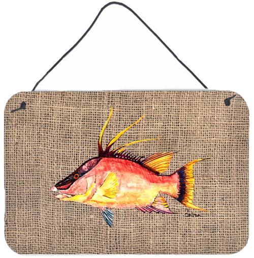 Hog Snapper on Faux Burlap Wall or Door Hanging Prints 8753DS812 by Caroline's Treasures