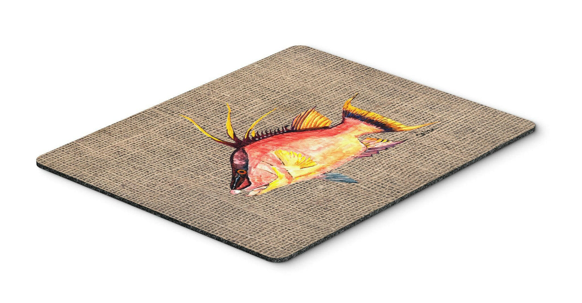 Hog Snapper on Faux Burlap Mouse Pad, Hot Pad or Trivet 8753MP by Caroline&#39;s Treasures