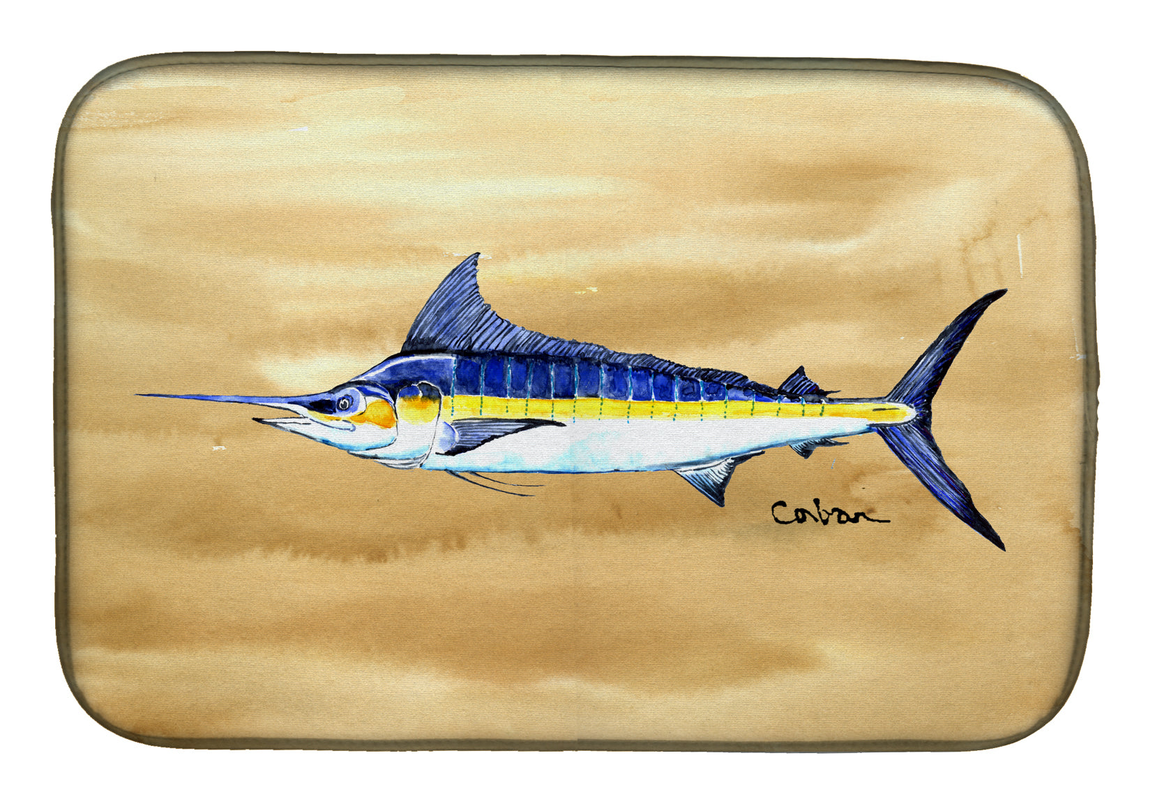 Swordfish on Sandy Beach Dish Drying Mat 8754DDM  the-store.com.