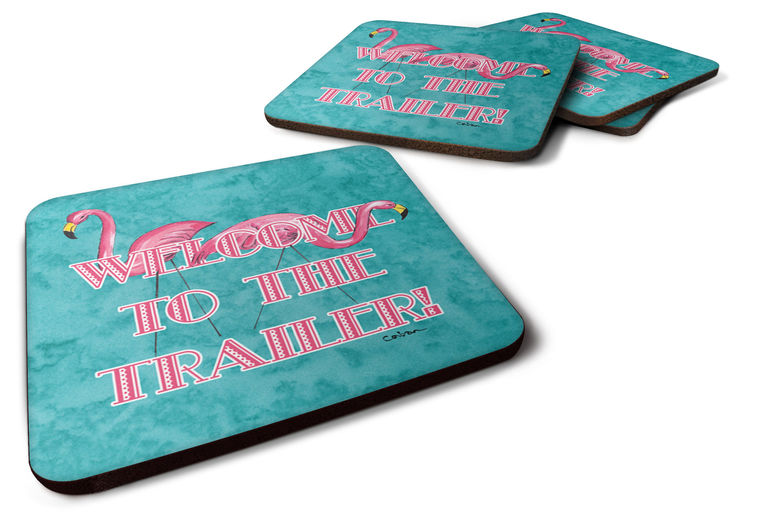 Set of 4 Welcome to the Trailer  Foam Coasters - the-store.com