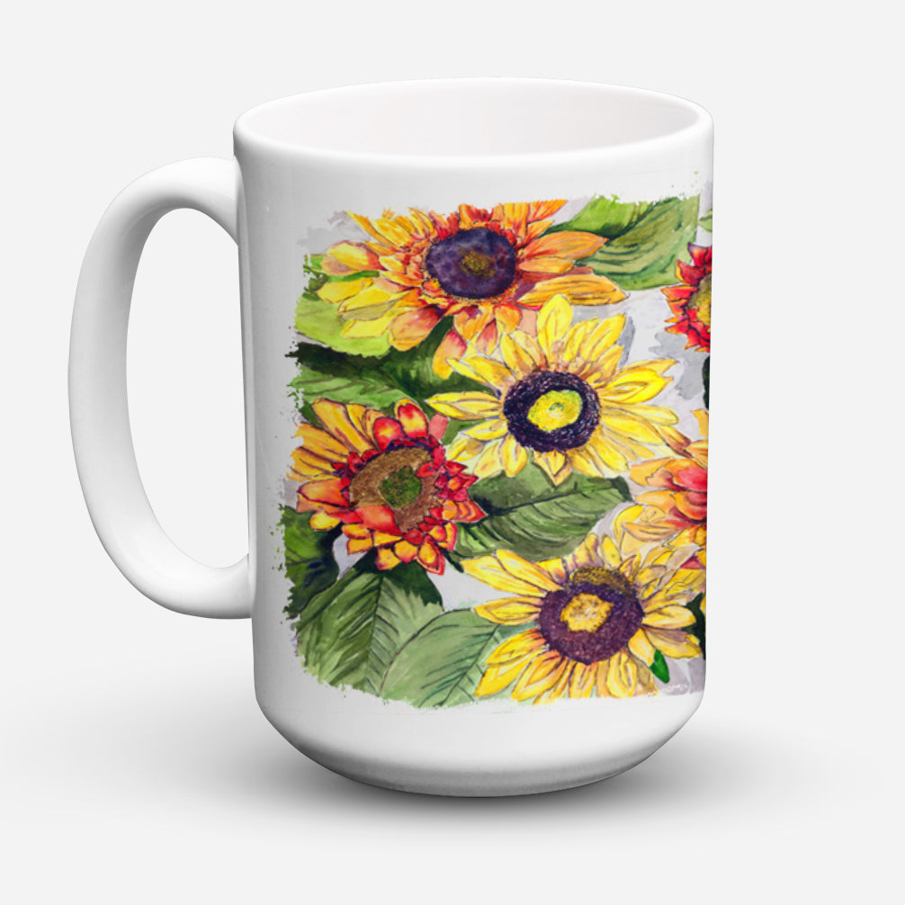 Sunflowers Dishwasher Safe Microwavable Ceramic Coffee Mug 15 ounce 8766CM15  the-store.com.