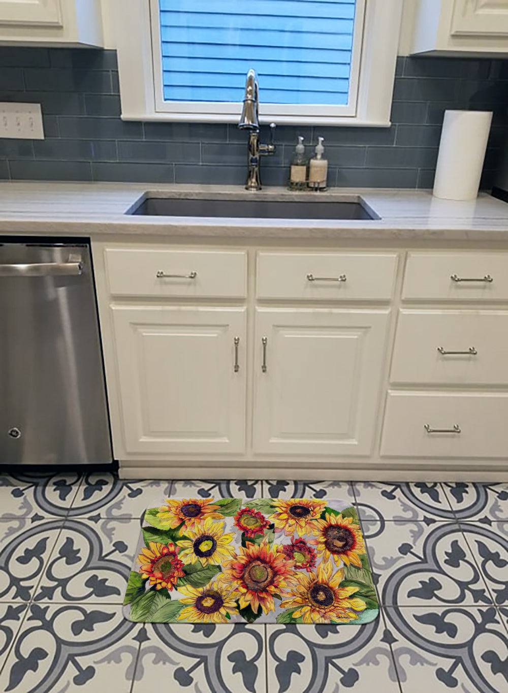 Sunflowers Machine Washable Memory Foam Mat 8766RUG - the-store.com