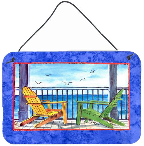 Adirondack Chairs Blue Aluminium Metal Wall or Door Hanging Prints by Caroline's Treasures