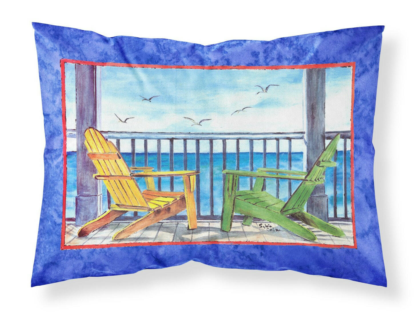 Adirondack Chairs Blue Moisture wicking Fabric standard pillowcase by Caroline's Treasures