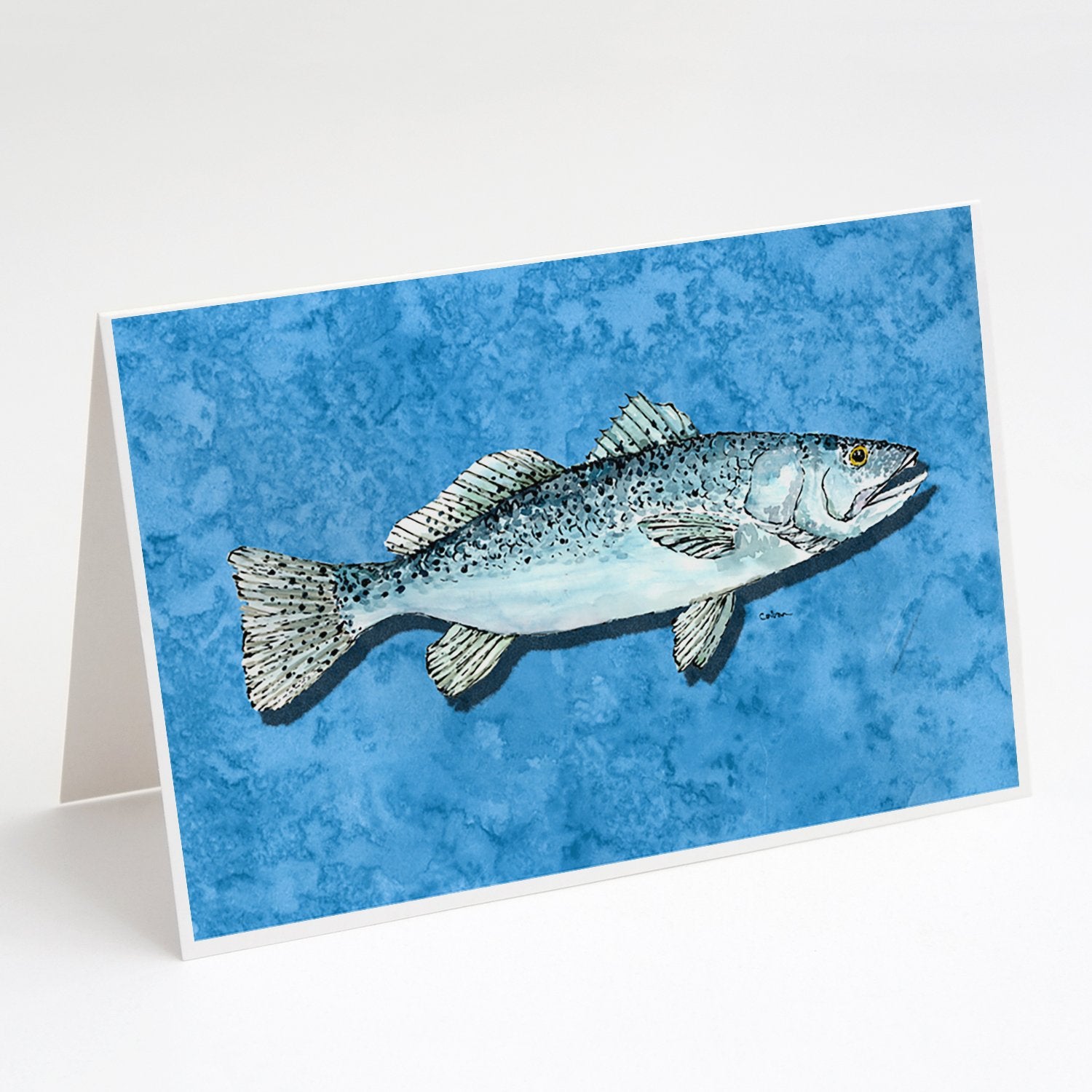 Buy this Fish - Trout Faux Burlap Greeting Cards and Envelopes Pack of 8