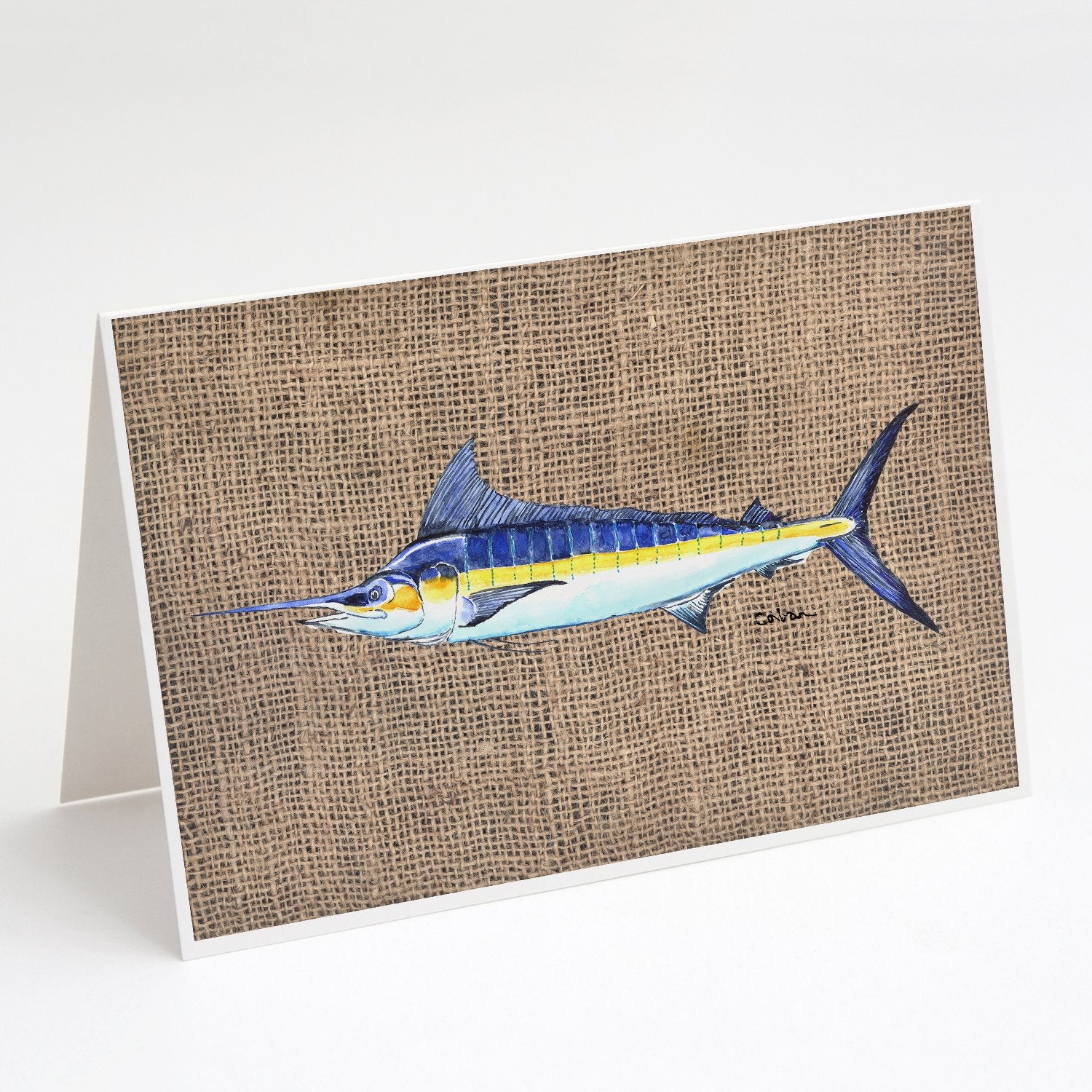 Buy this Fish - Marlin Faux Burlap Greeting Cards and Envelopes Pack of 8