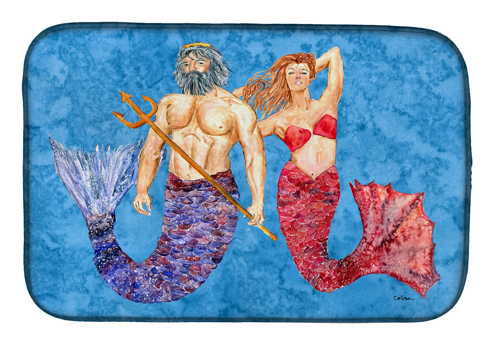 Mermaid and Merman Dish Drying Mat 8801DDM  the-store.com.