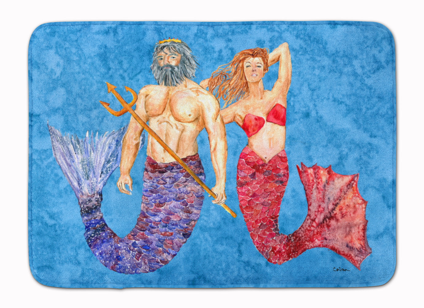 Mermaid and Merman Machine Washable Memory Foam Mat 8801RUG - the-store.com