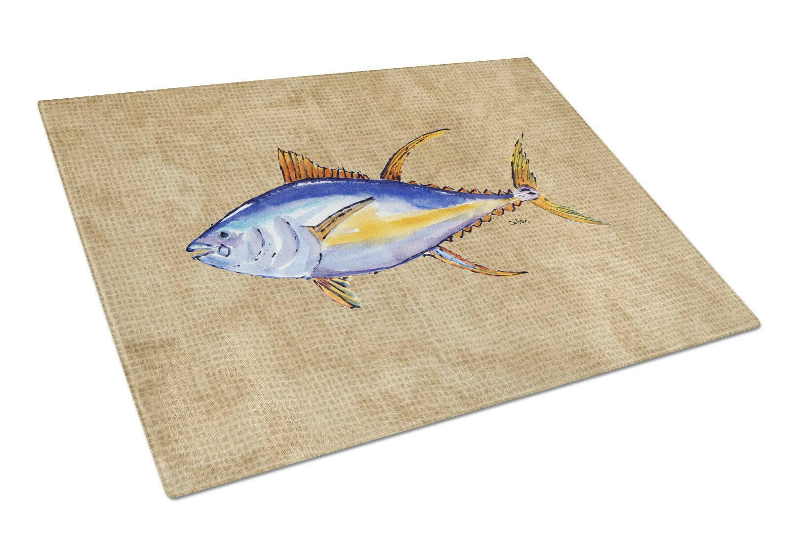 Tuna Fish Glass Cutting Board Large by Caroline's Treasures