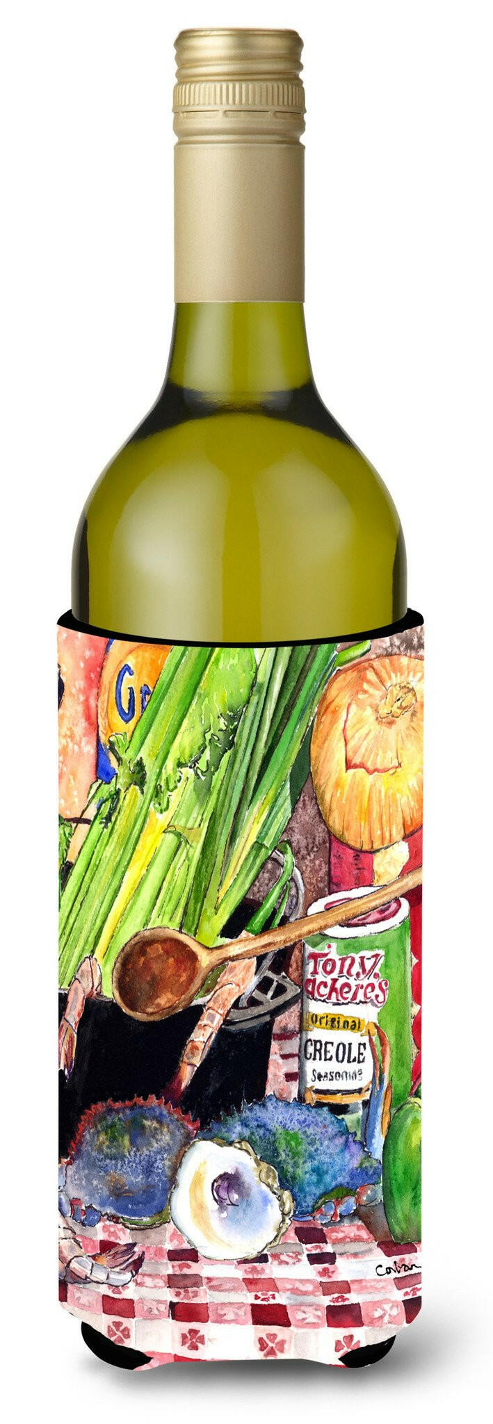 Recipe for Gumbo and Potato Salad  Flag Wine Bottle Beverage Insulator Beverage Insulator Hugger 8825-2LITERK by Caroline's Treasures