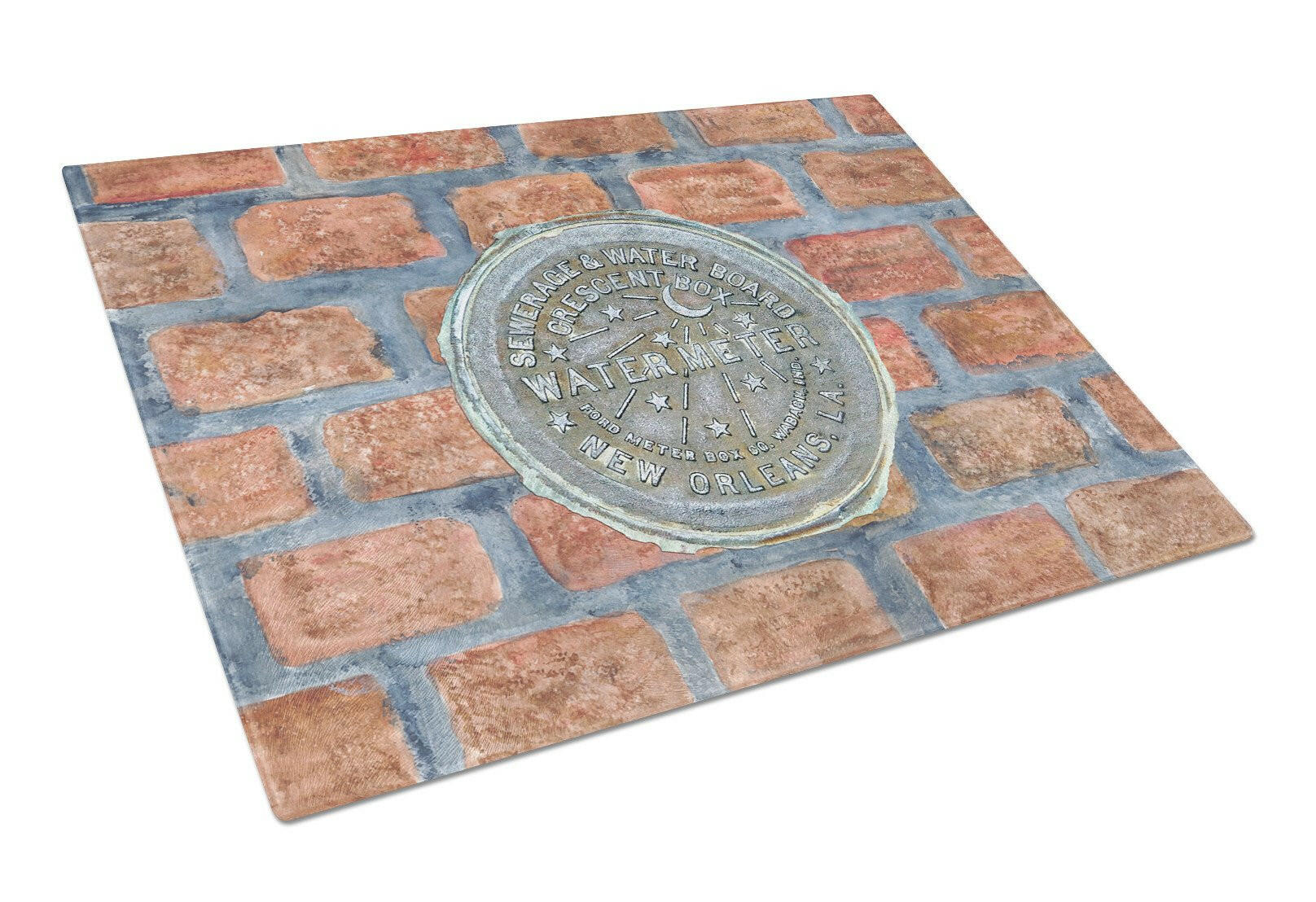 New Orleans Watermeter on Bricks Glass Cutting Board Large by Caroline's Treasures