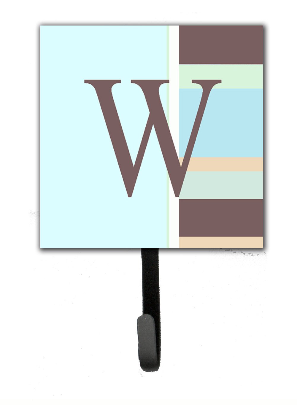 Letter W Initial Monogram - Blue Stripes Leash Holder or Key Hook by Caroline's Treasures