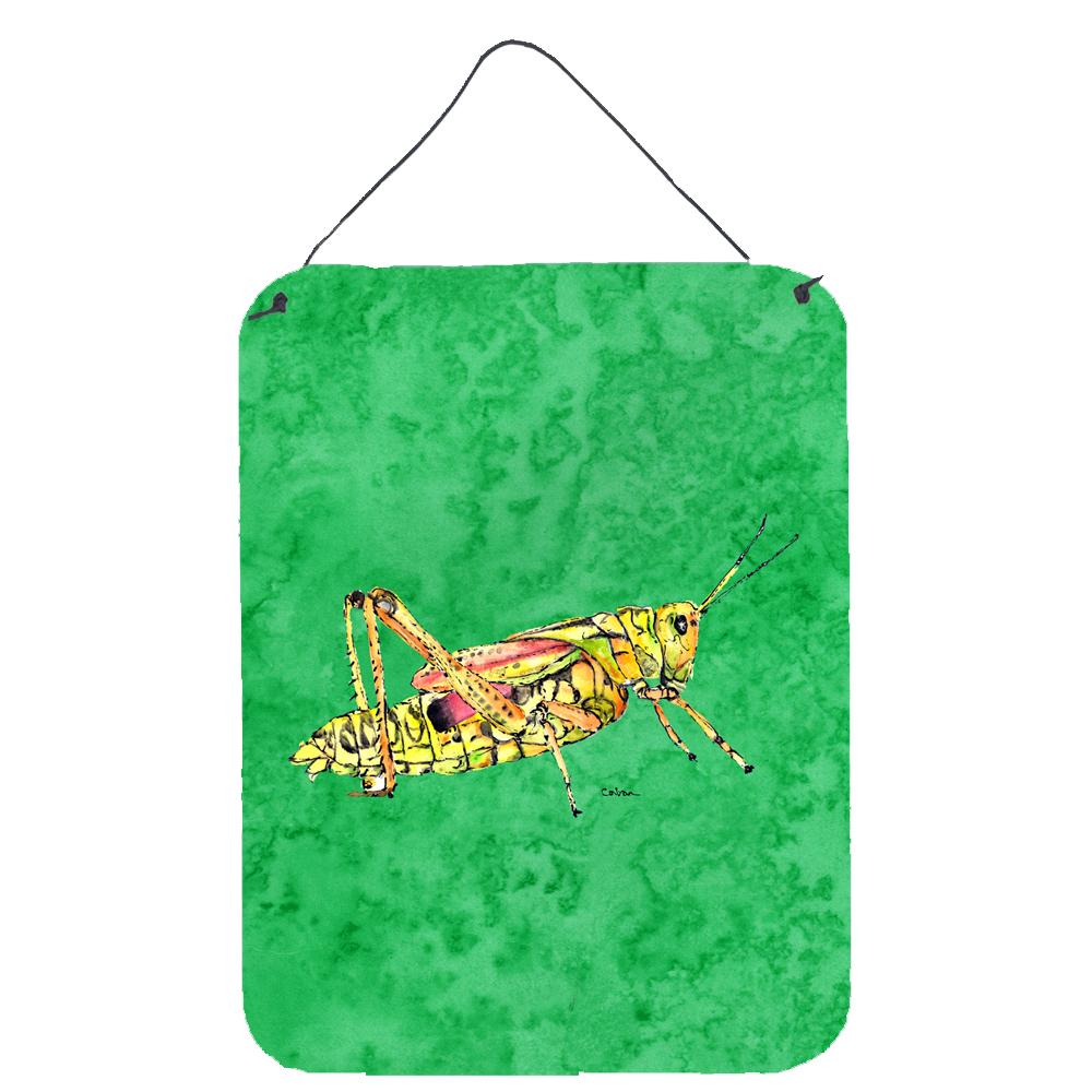 Grasshopper on Green Aluminium Metal Wall or Door Hanging Prints by Caroline's Treasures