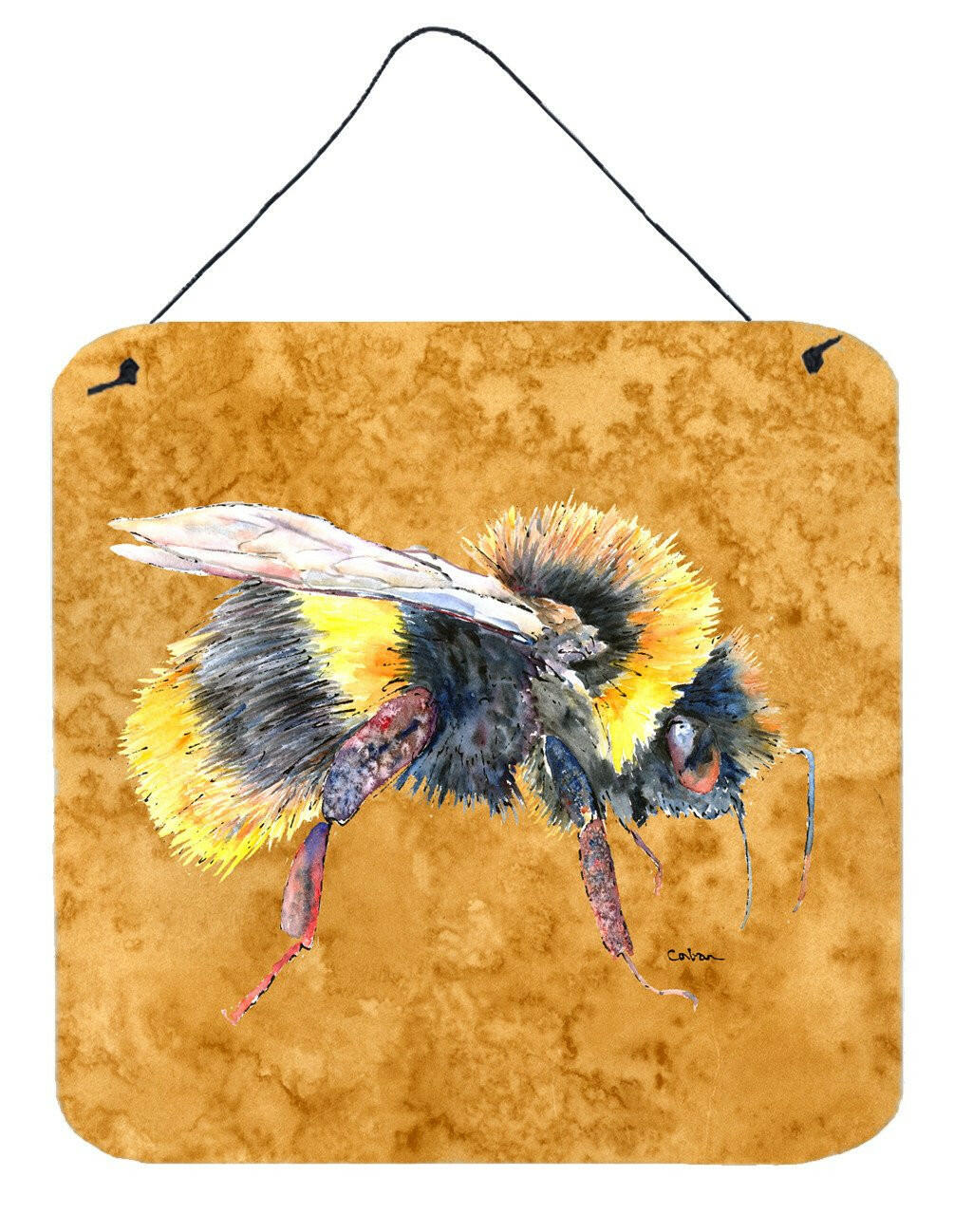 Bee on Gold Aluminium Metal Wall or Door Hanging Prints by Caroline&#39;s Treasures