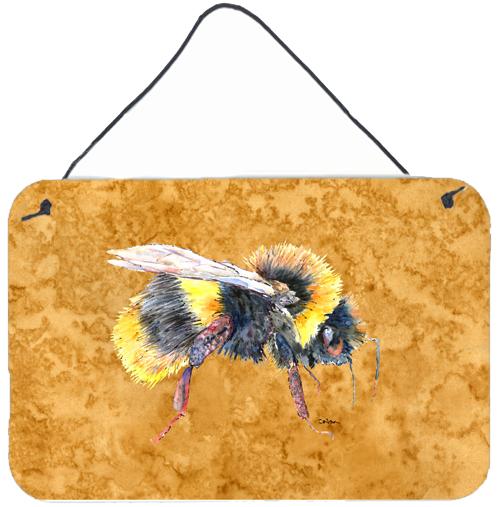 Bee on Gold Aluminium Metal Wall or Door Hanging Prints by Caroline&#39;s Treasures