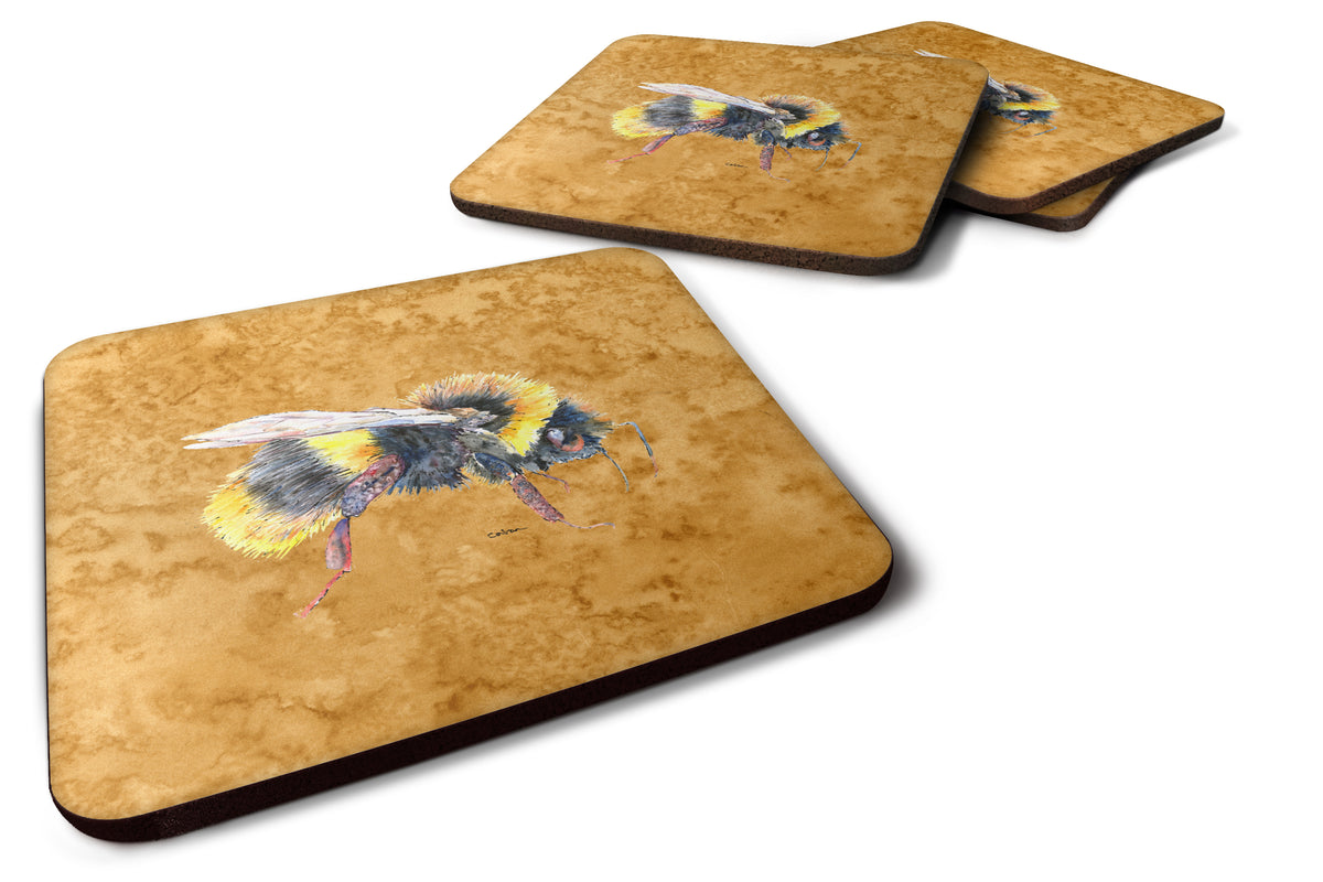 Set of 4 Bee on Gold Foam Coasters - the-store.com